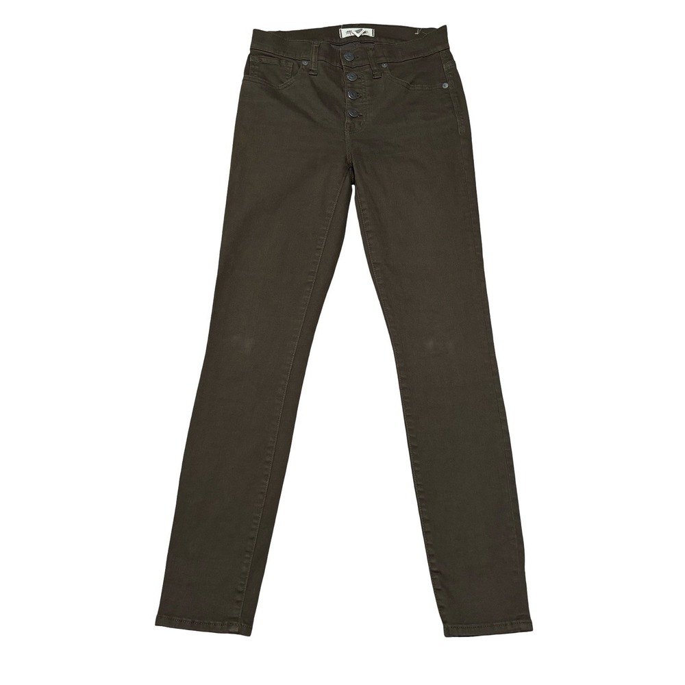 Madewell 9" Mid-Rise Button-Fly Skinny Jeans Raw Hem Green Size 24 x 28
